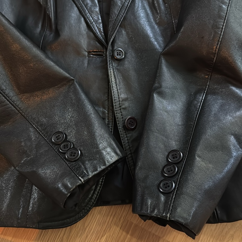 Black Leather 80’s Nordstrom Brass Plum Grunge Moto Jacket ☠️🖤 SZ small - Picture 13 of 14